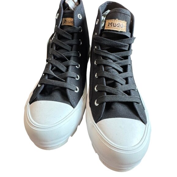 Mudd Women's Jupiter Black High-Top Canvas Sneakers Sz 10 New - Picture 1 of 7
